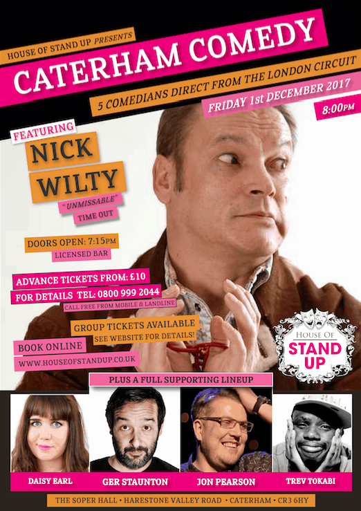 Caterham Comedy Tickets - Soper Hall - December 2017